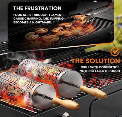 Rolling Grilling Baskets For Outdoor Grill