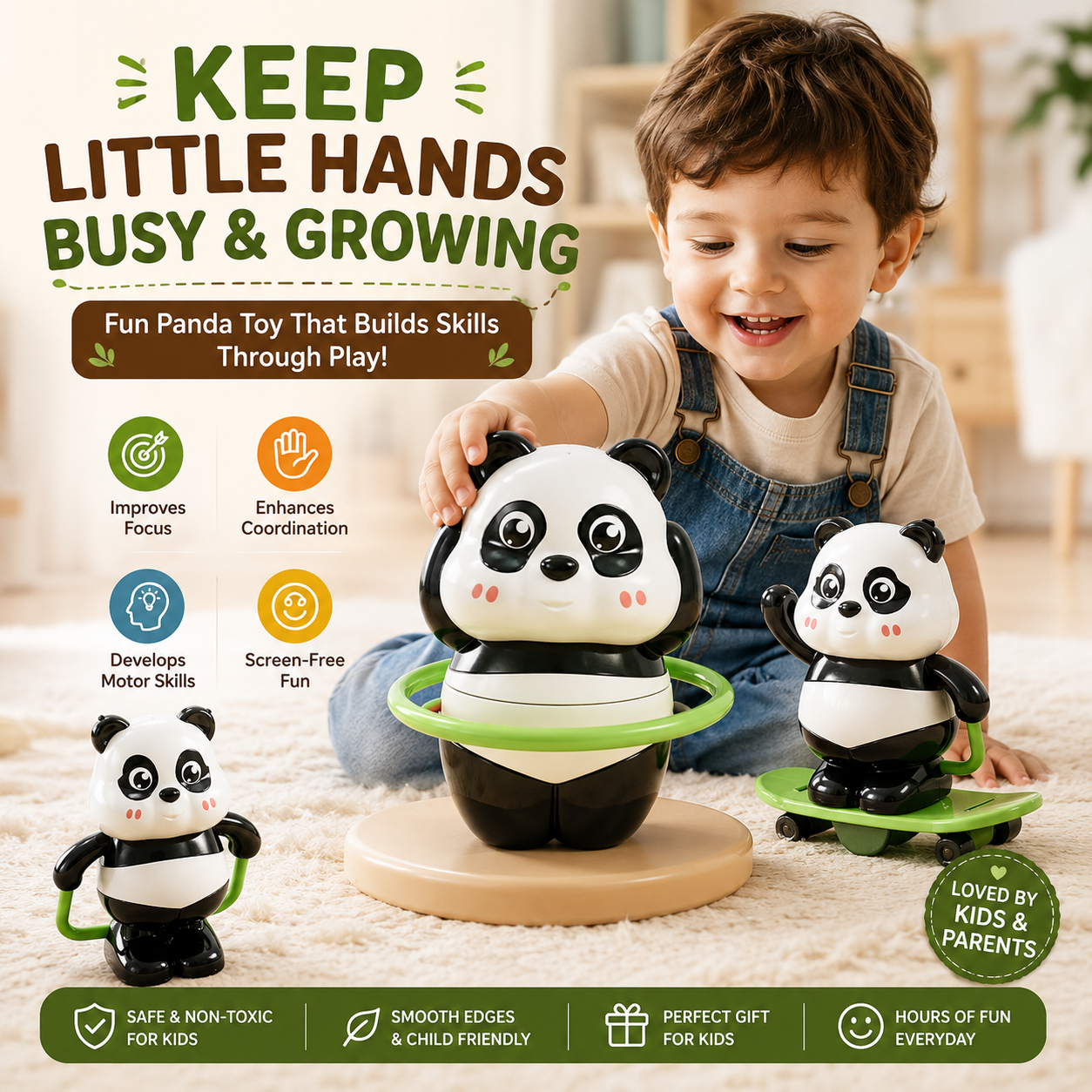 Tumbling & Swinging Panda Toy