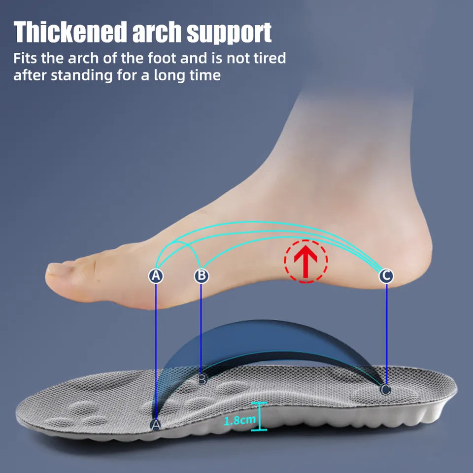 4D Latex Sport Insoles Shoe Pads - (Free Size )