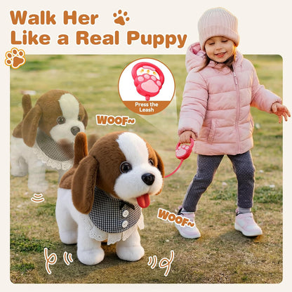 Interactive Plush Puppy Toy- Walks, Barks, Shake Tail