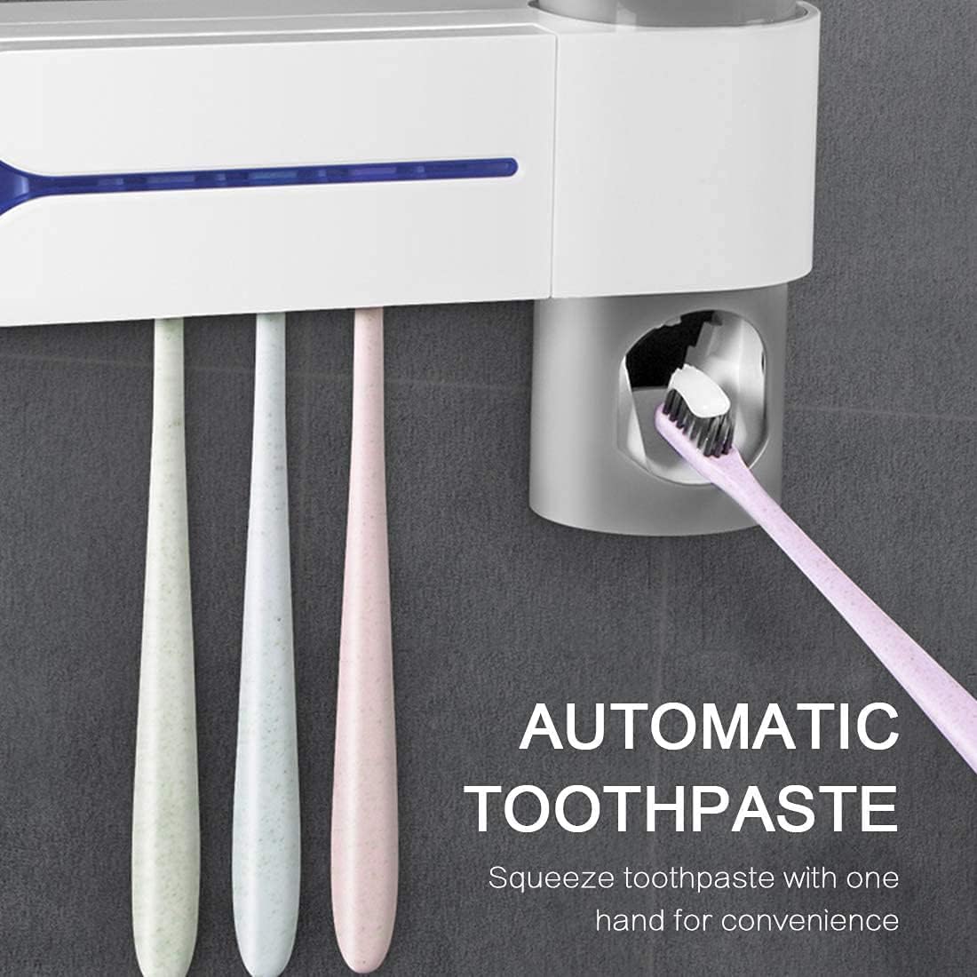 UV Toothbrush Holder With Toothpaste Dispenser