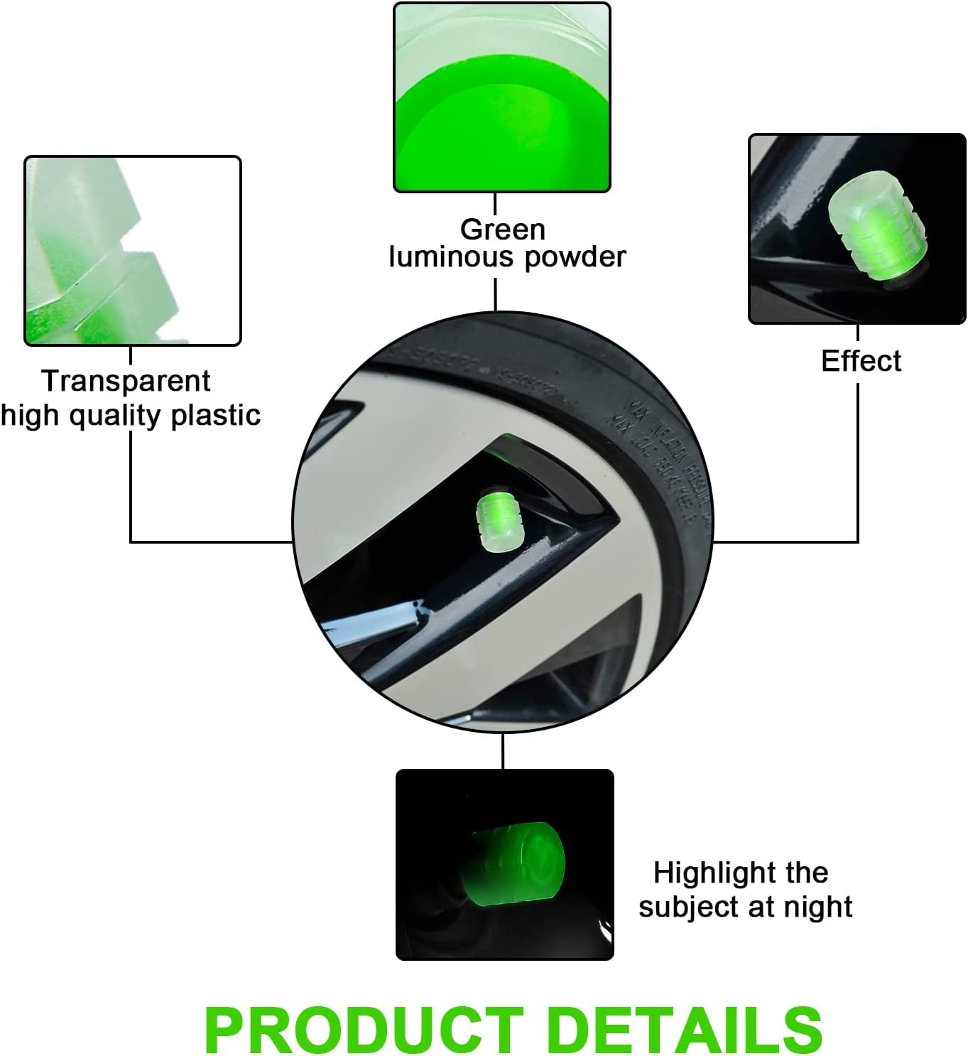 GlowRide™ Luminous Tyre Valve Caps (Set of 4)