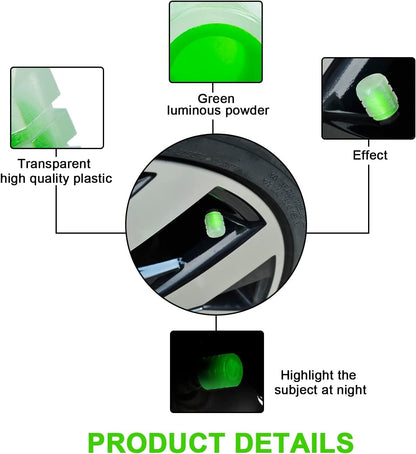 GlowRide™ Luminous Tyre Valve Caps (Set of 4)