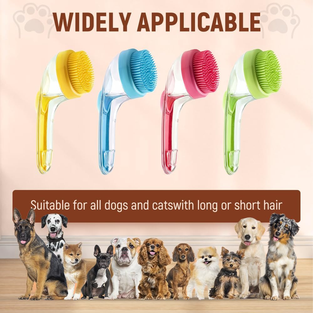 Pet Massager Soap Dispenser Brush With Handle