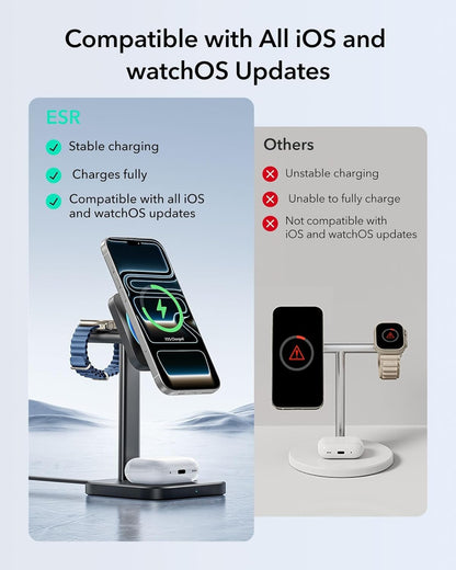 3 In 1 Fast Wireless Magnetic Charger Stand With Active Cooling