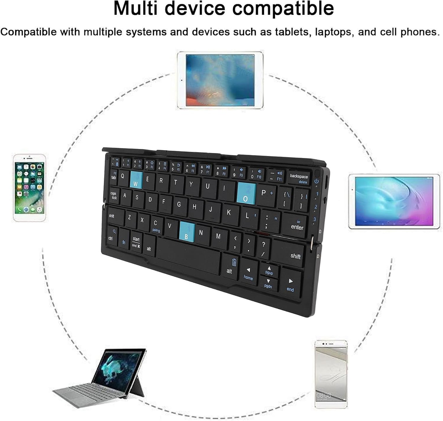 Foldable Bluetooth Keyboard with Magnetic Stand