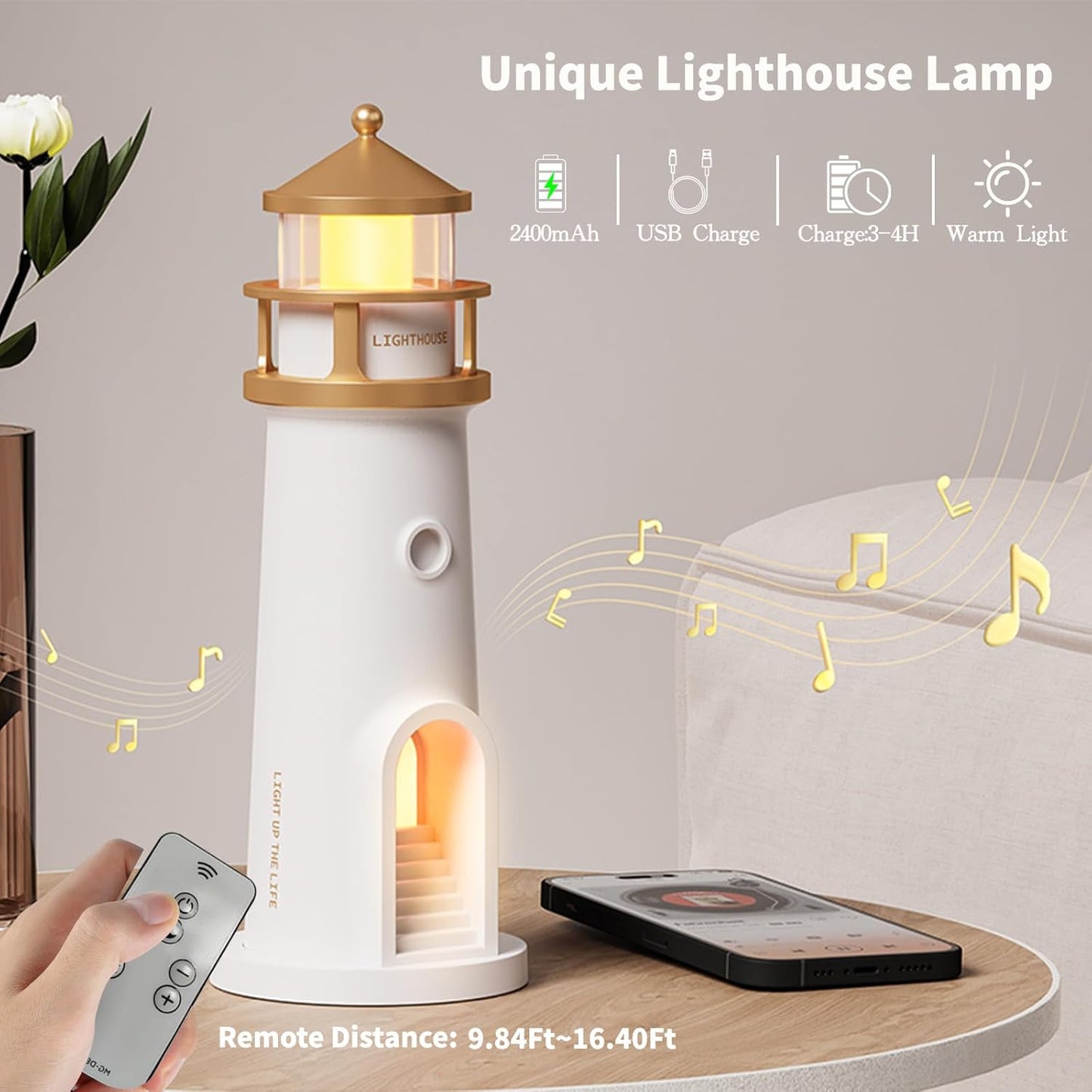 Lighthouse Projection Lamp With Bluetooth Speaker