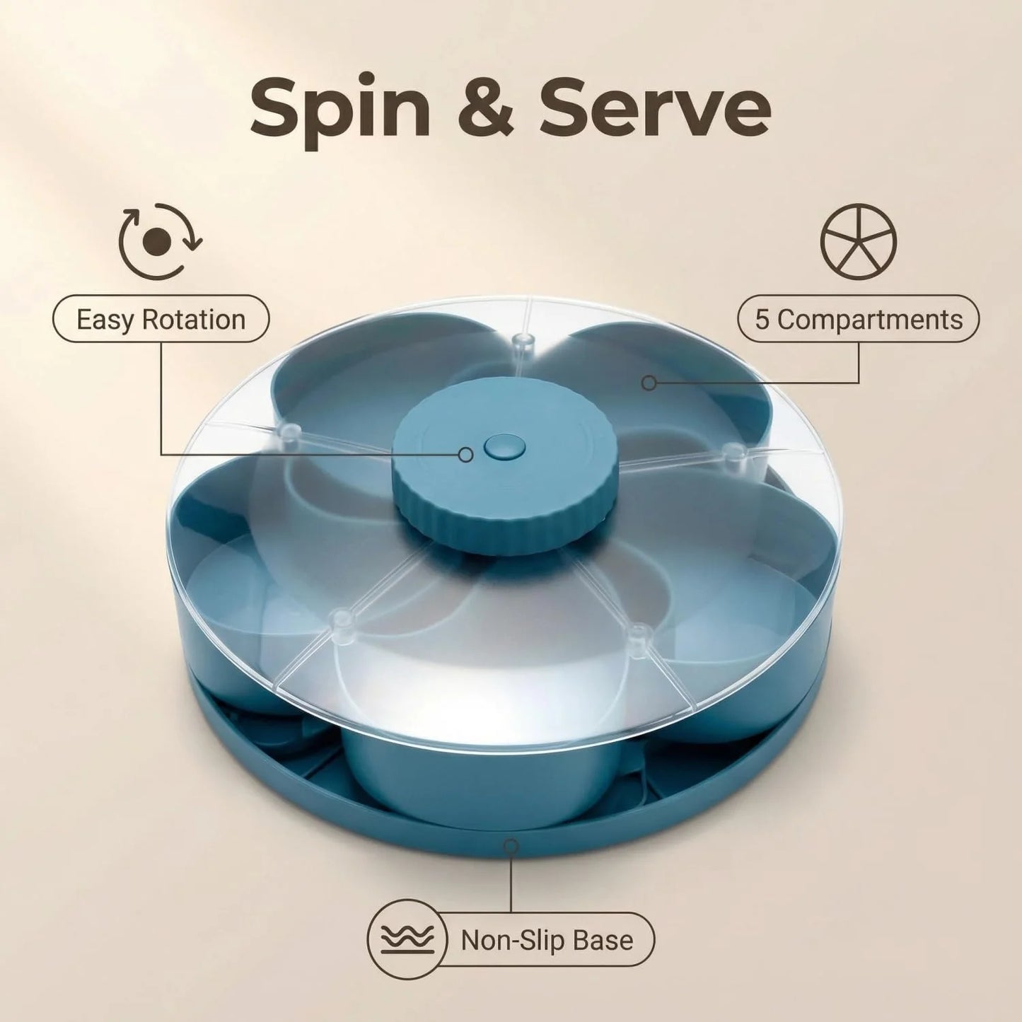 Divided Spin Snack Serving Tray