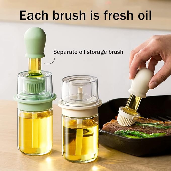 2-in-1 Glass Oil Bottle with Silicone Brush