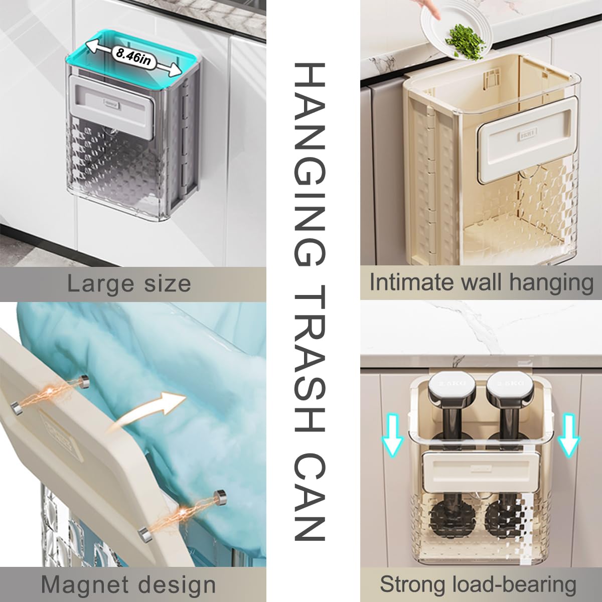 Takenick Hanging Folding Garbage Bin (Toilet Kitchen Bathroom Office)