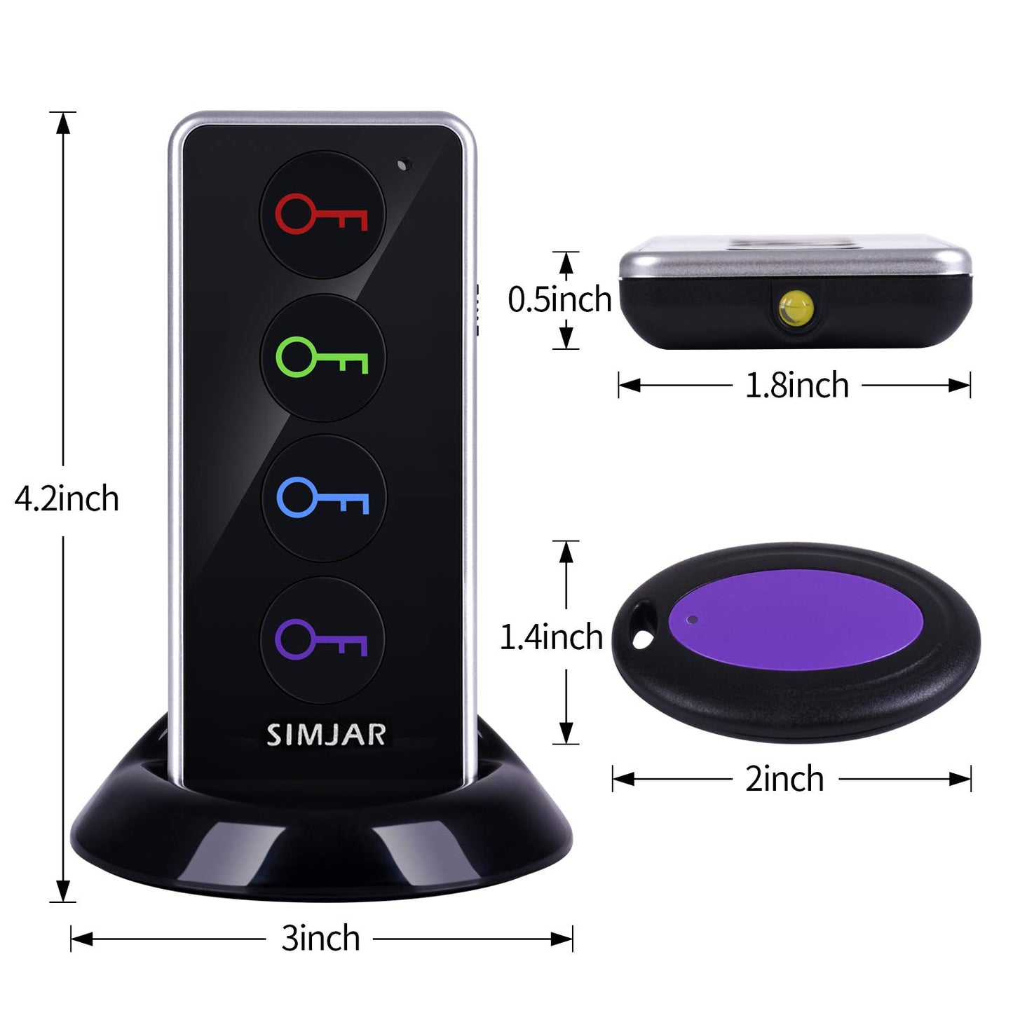 Smart Remote Wireless Key Finder with LED Flashlight, 1 RF Transmitter and 4 Receivers