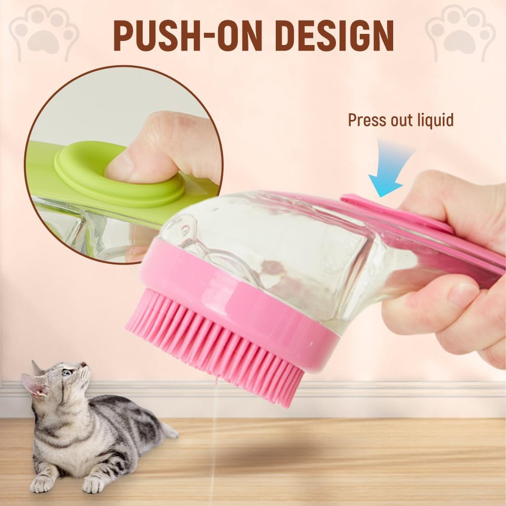 Pet Massager Soap Dispenser Brush With Handle