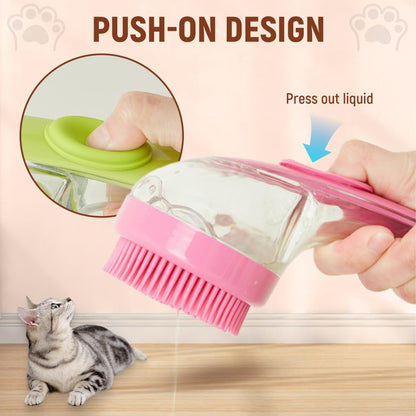 Pet Massager Soap Dispenser Brush With Handle
