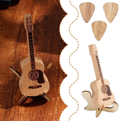 Mini Wooden Guitar Pick Case