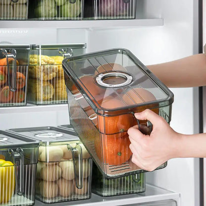 Clear Fridge Storage Box With Drain Tray