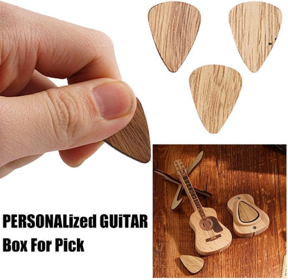 Mini Wooden Guitar Pick Case