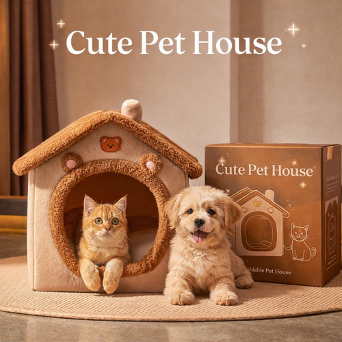 Pet House Bed with Secure Comfort Plush Cozy Space