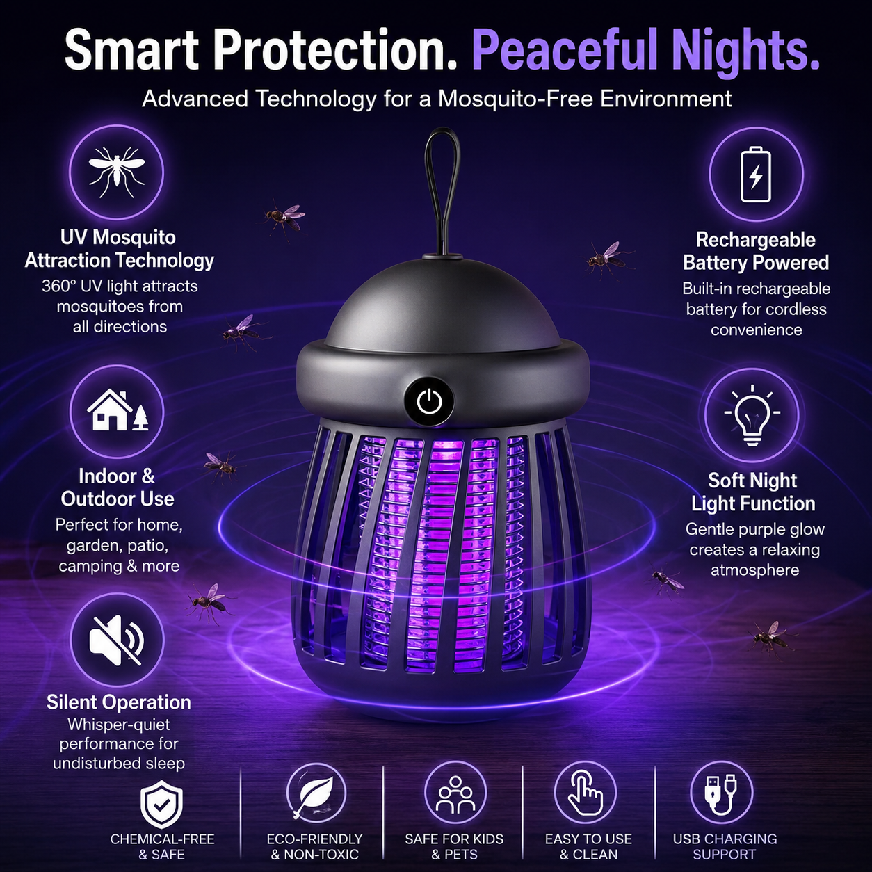 USB Rechargeable Mosquito killer Lamp