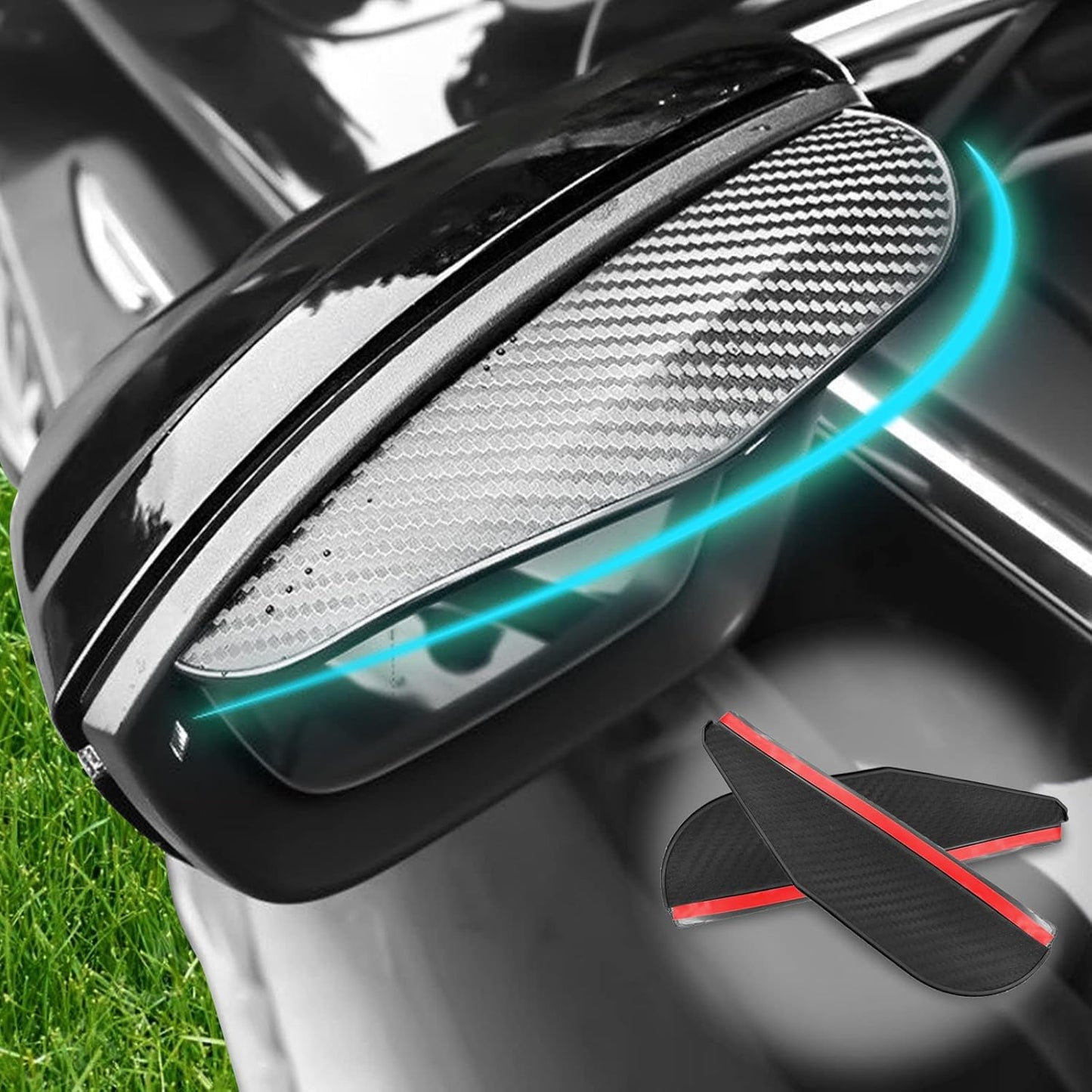 Carbon Fiber Side Mirror Rain Visor Guard
