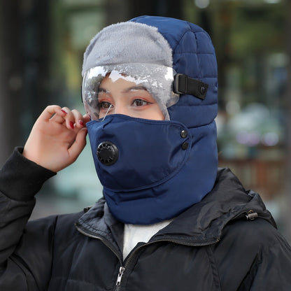 Winter Fur Face Mask With Goggles & Detachable Mask