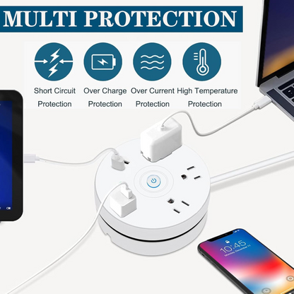 Multi-socket Plug With USB Night Light(4 Sockets + 2USB)