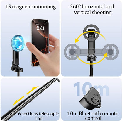 3-in-1 Magnetic Vlogging Tripod with Bluetooth Remote