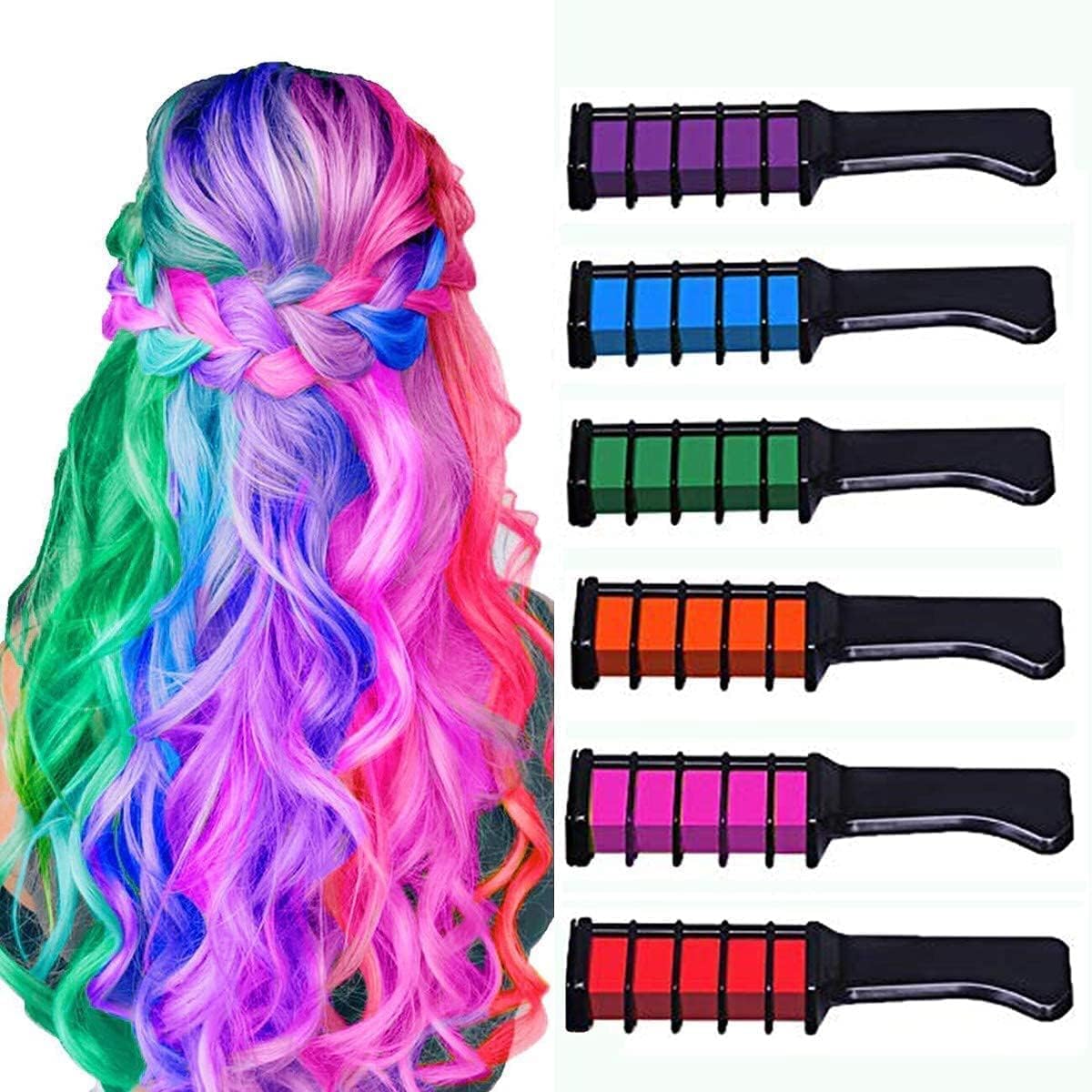 Washable 6 Colours Hair Chalk Comb Kit