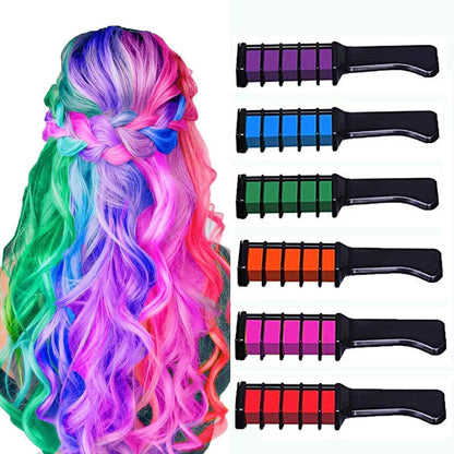 Washable 6 Colours Hair Chalk Comb Kit