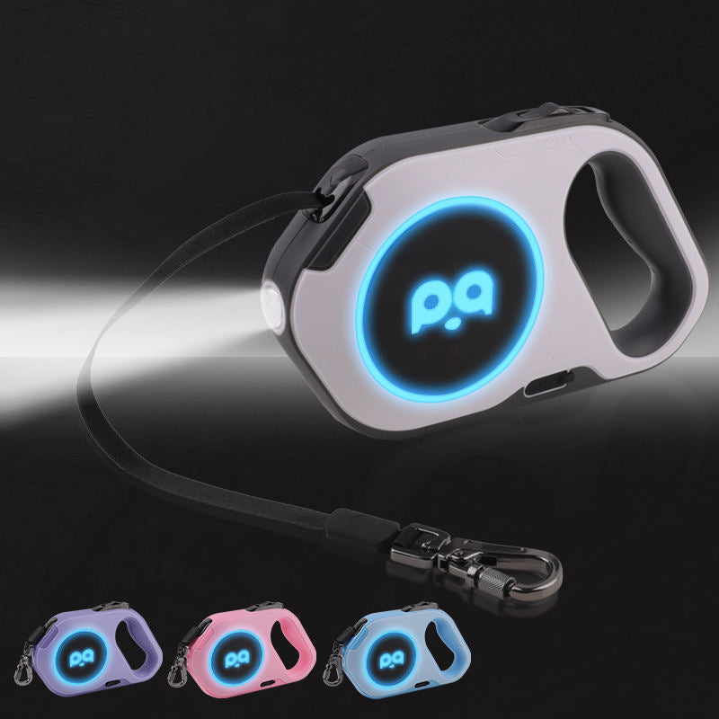 Retractable LED Dog Leash with Flashlight