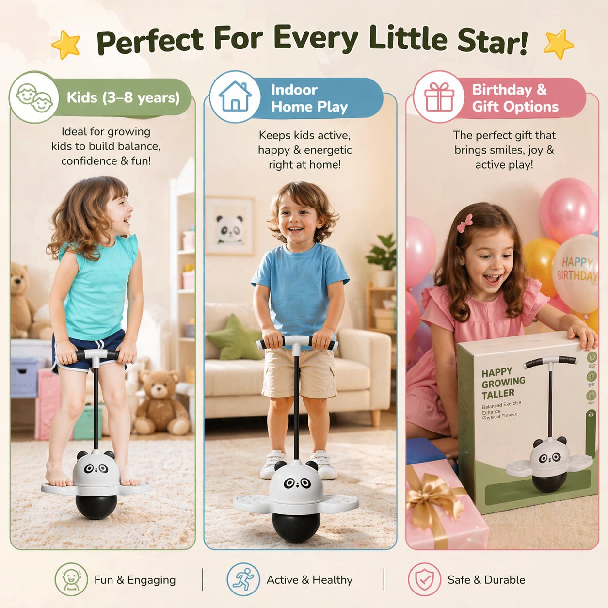 Panda Jumping Ball  — Fun Fitness Balance Play (Children & Adults)