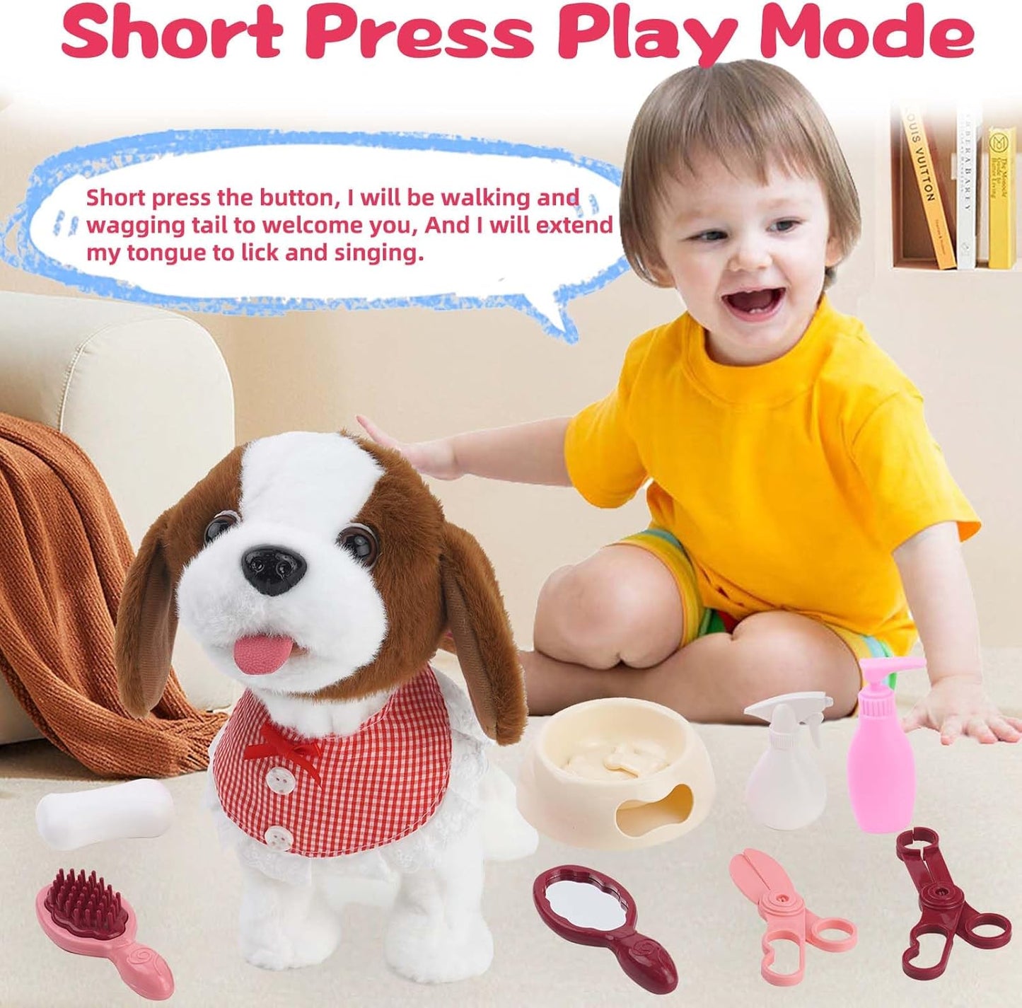 Interactive Plush Puppy Toy- Walks, Barks, Shake Tail