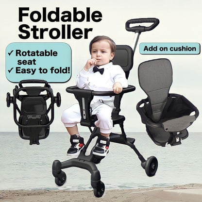 Lightweight Foldable Baby Stroller – Compact, Travel-Friendly, with Recline & Large Storage