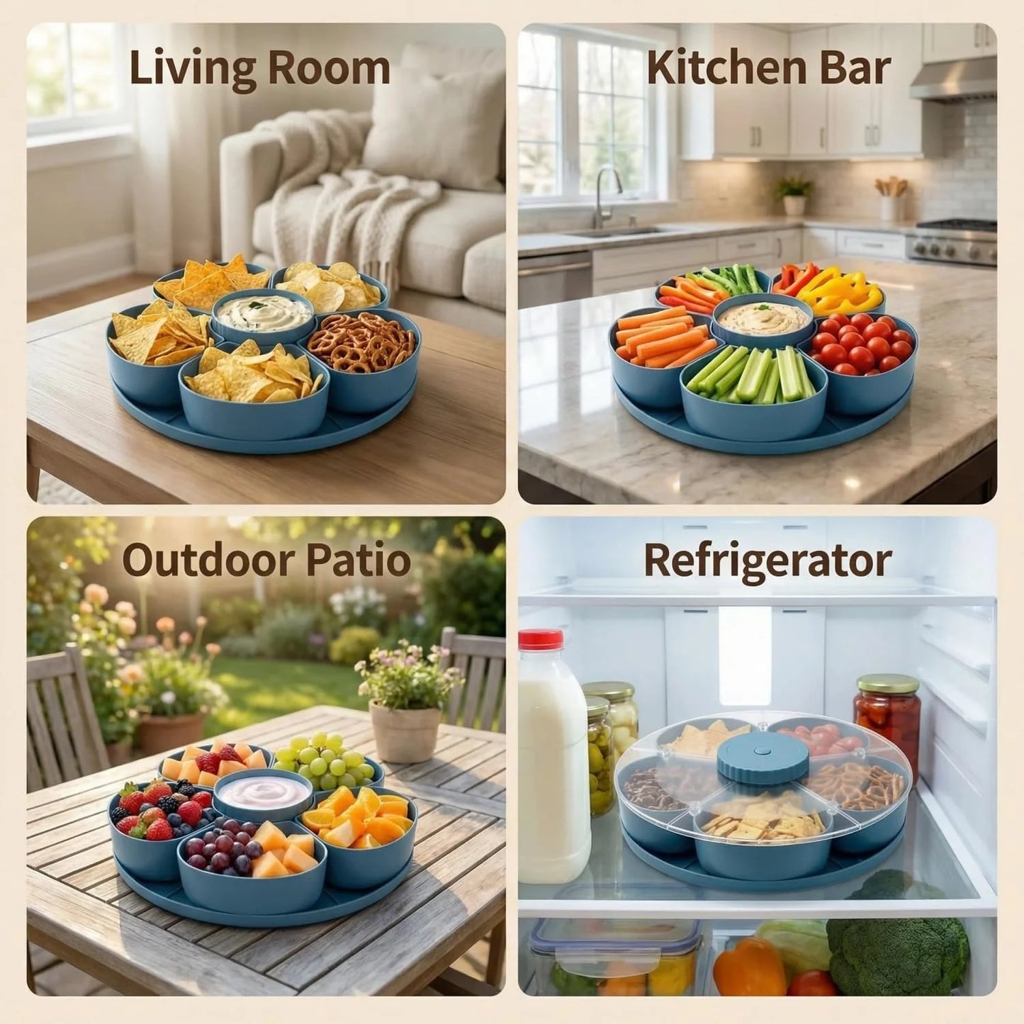 Divided Spin Snack Serving Tray