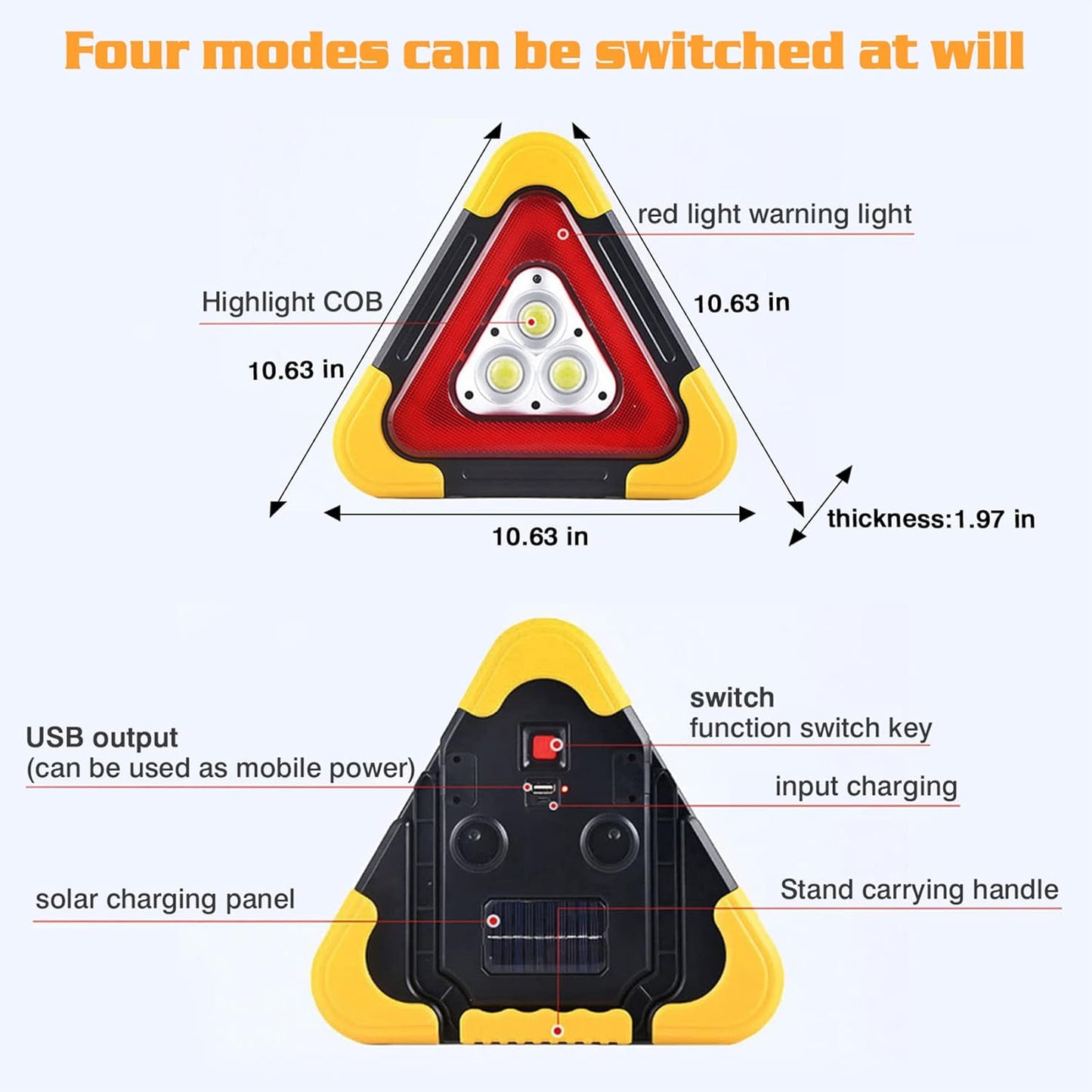 Solar LED Emergency Triangle – Safety Light for Vehicles