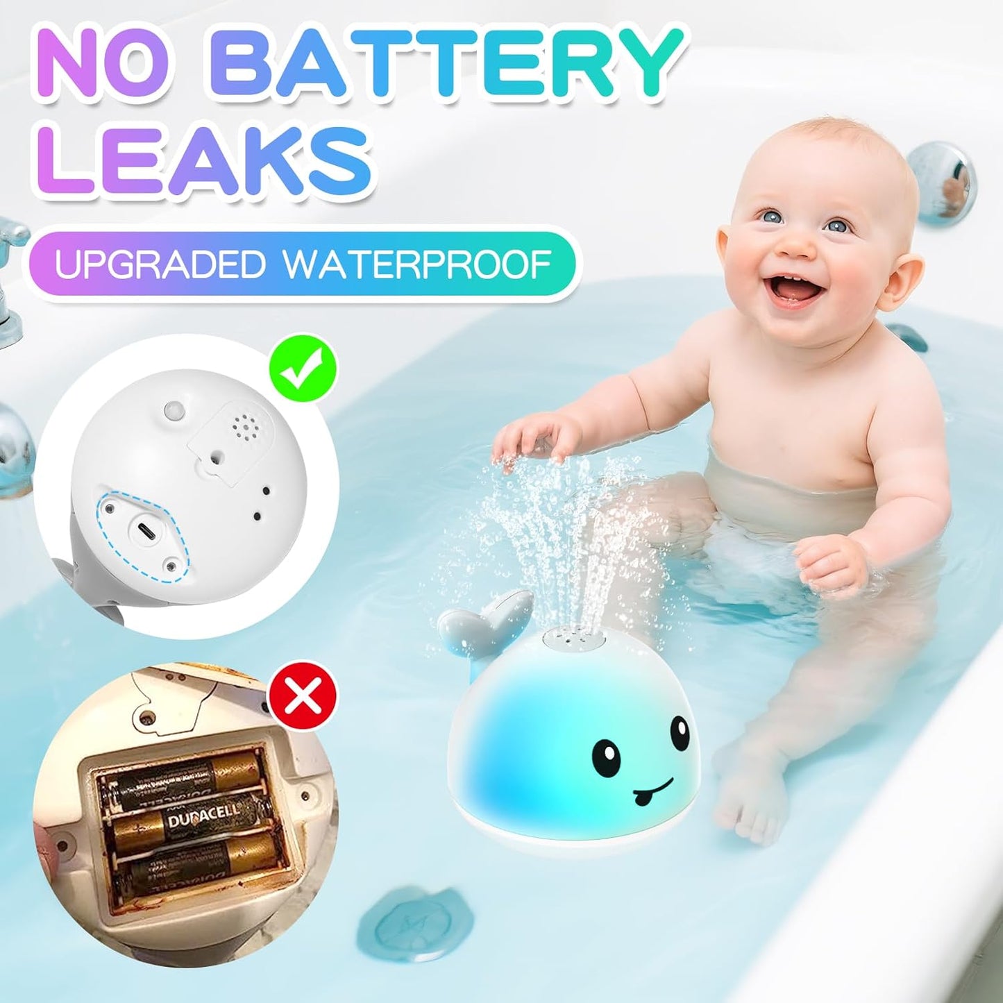 Magical LED Whale Bath Sprinkler Toy