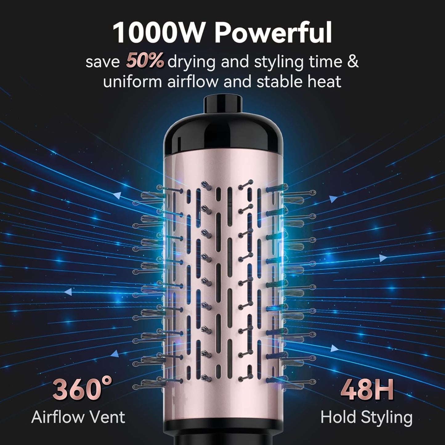 Rotating 2-in-1 Hair Dryer & Curling Iron Brush