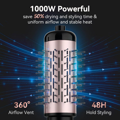 Rotating 2-in-1 Hair Dryer & Curling Iron Brush