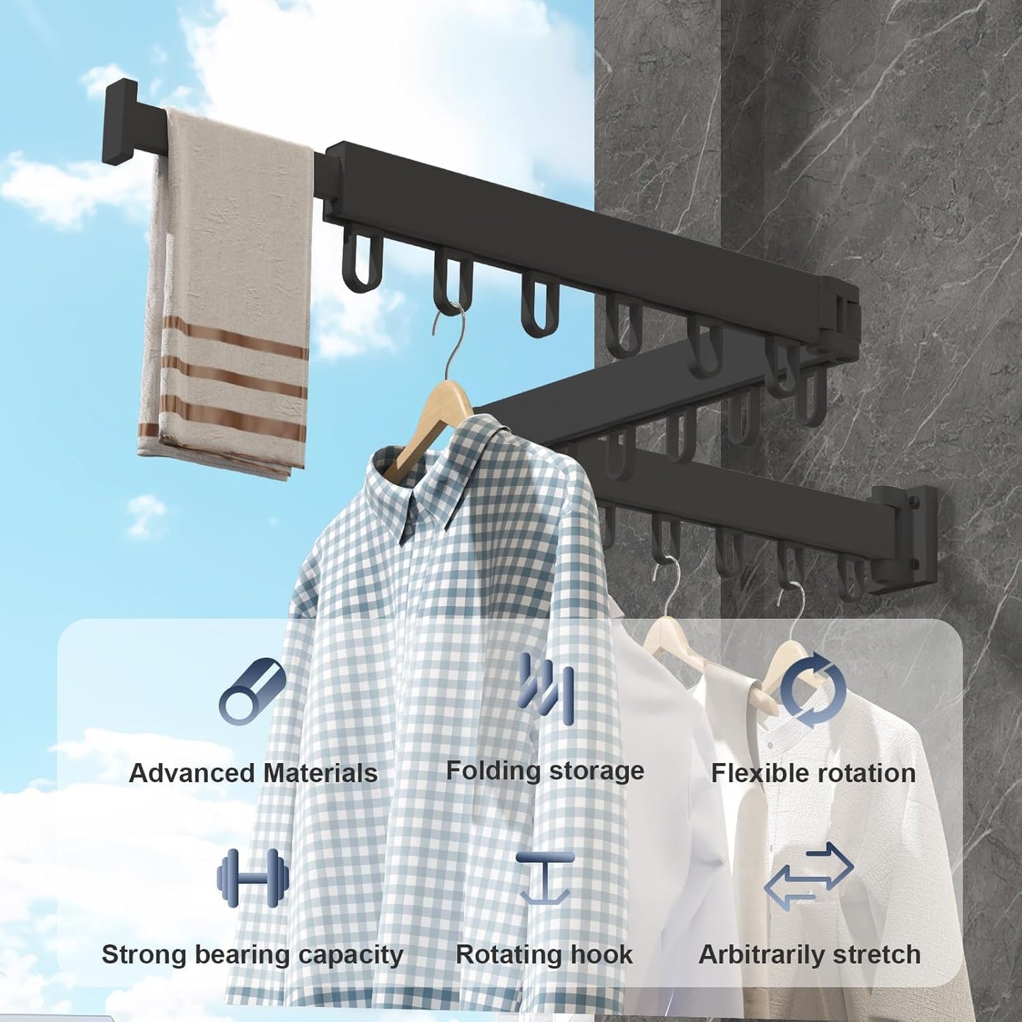 Wall Mounted Retractable Drying Rack