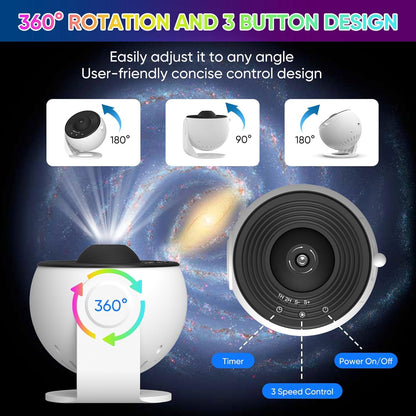 Galaxy Night Light Projector – 13 Film Modes with 360° Rotation