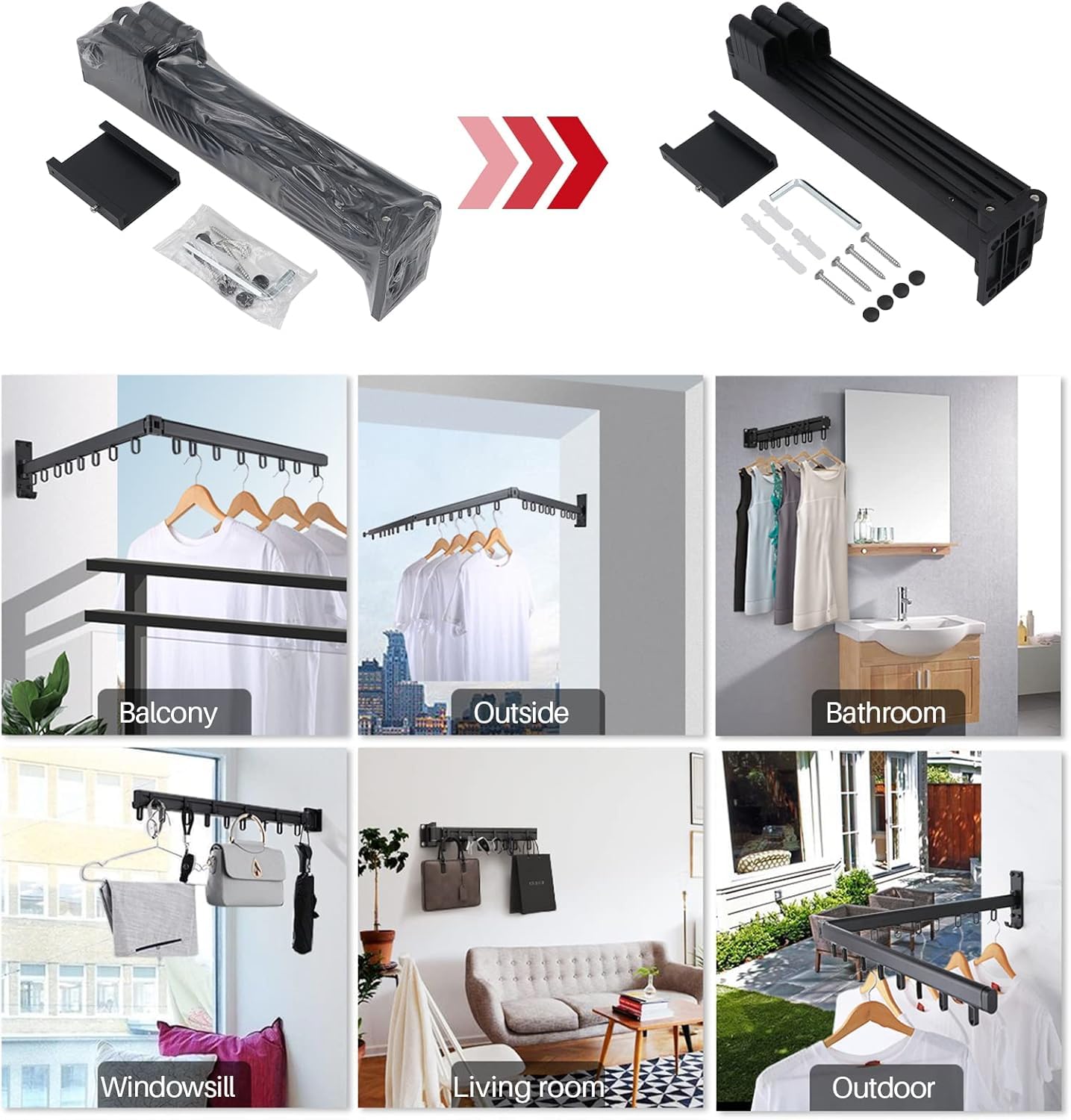 Wall Mounted Retractable Drying Rack