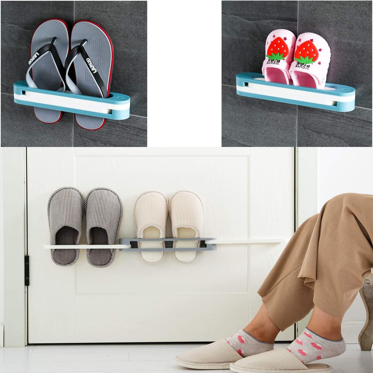 Wall-Mounted Slipper Storage Folding Shelf