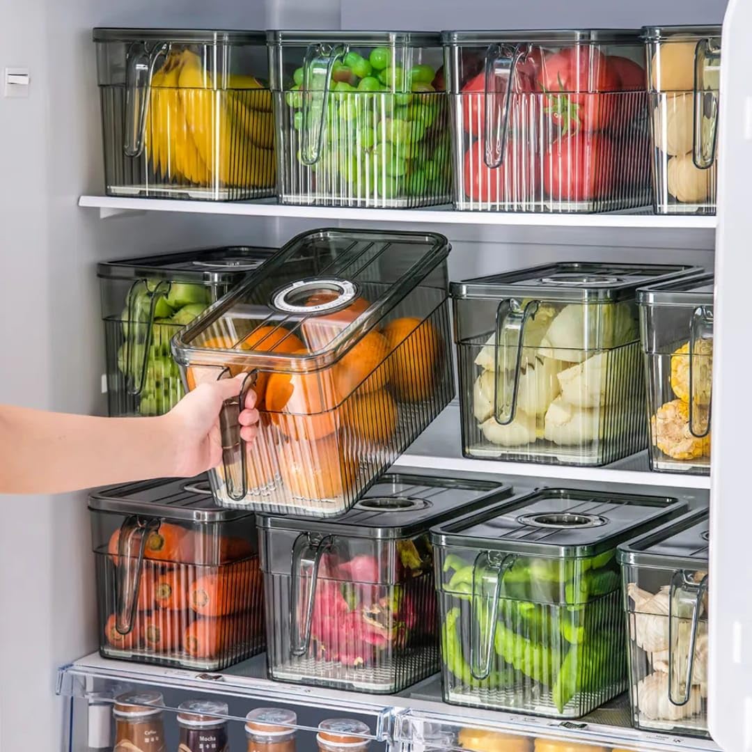 Clear Fridge Storage Box With Drain Tray
