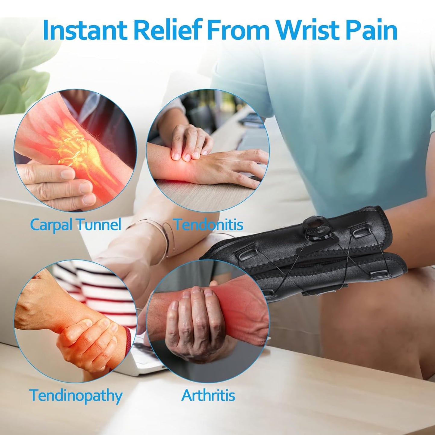 Adjustable Wrist Brace Support (Pack of 2) | Left & Right Hand