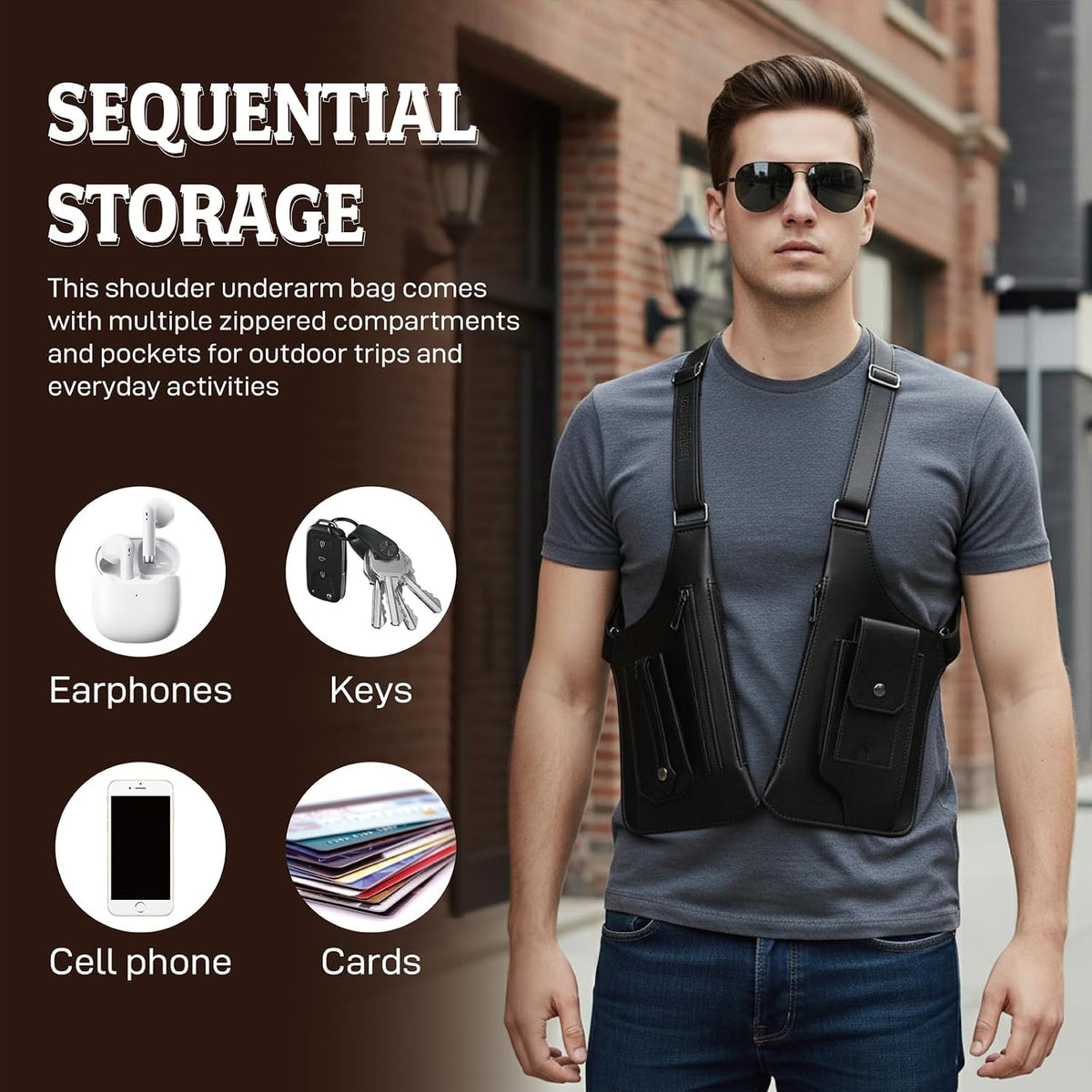 Multifunctional Underarm Satchel Zipper Bag