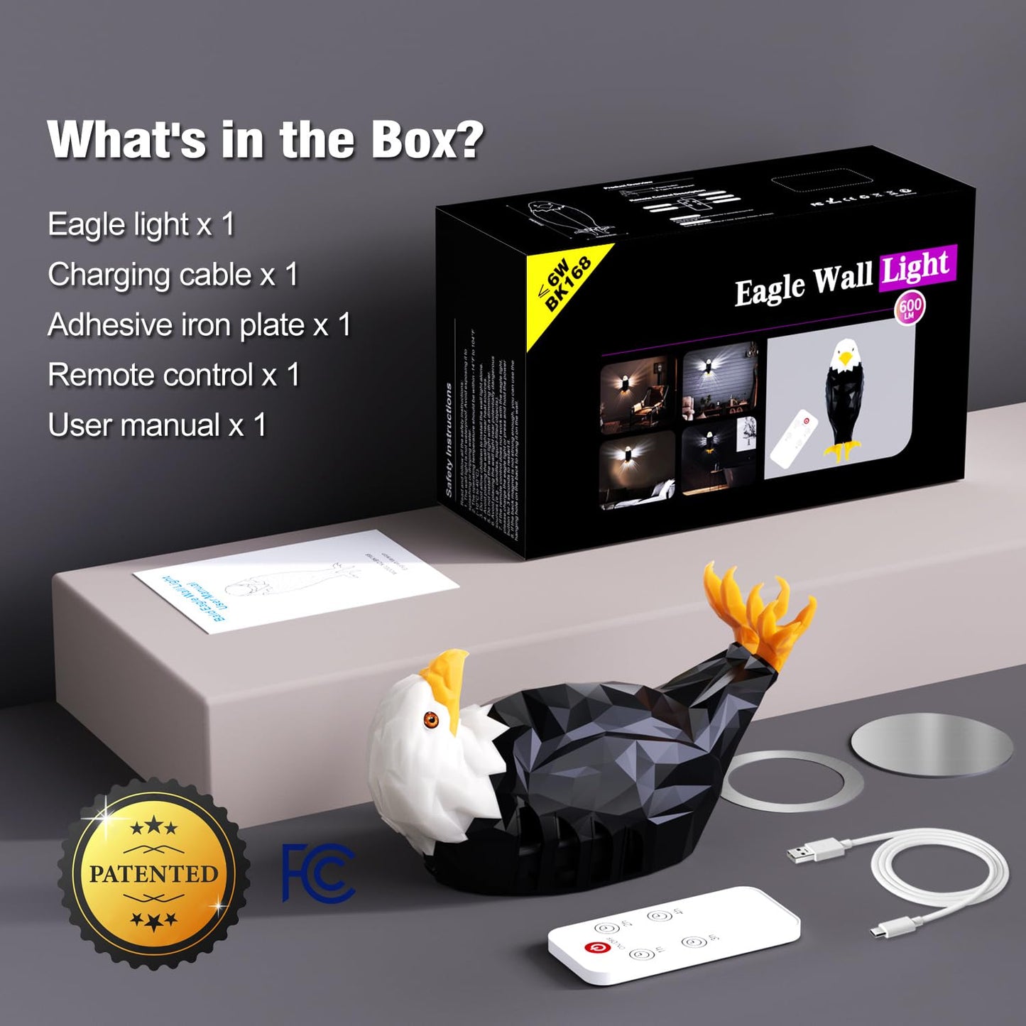 Eagle Magnetic Wall Night Light with Remote Control