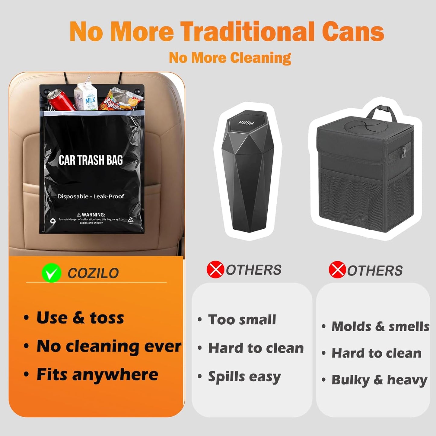Car Backseat Heavy Disposable Trash Bags(50pcs)