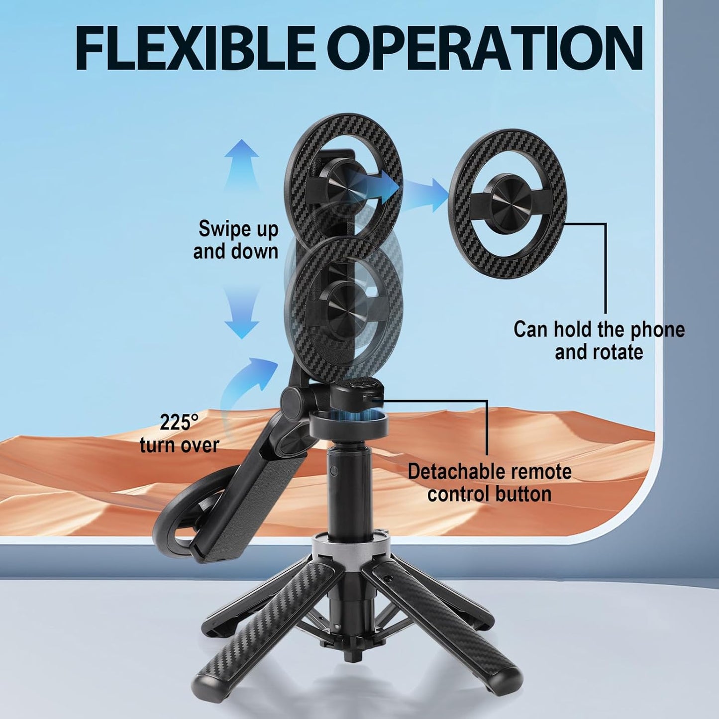 3-in-1 Magnetic Vlogging Tripod with Bluetooth Remote