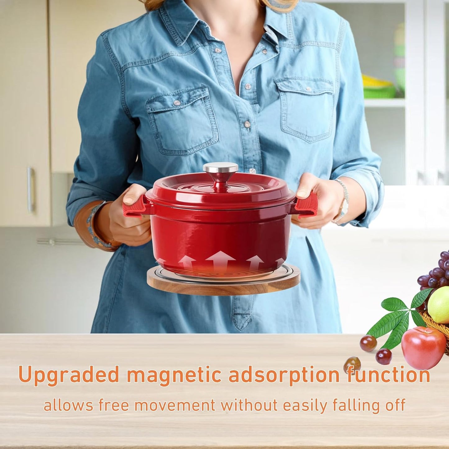 Magnetic Wooden Trivet for Hot Dishes