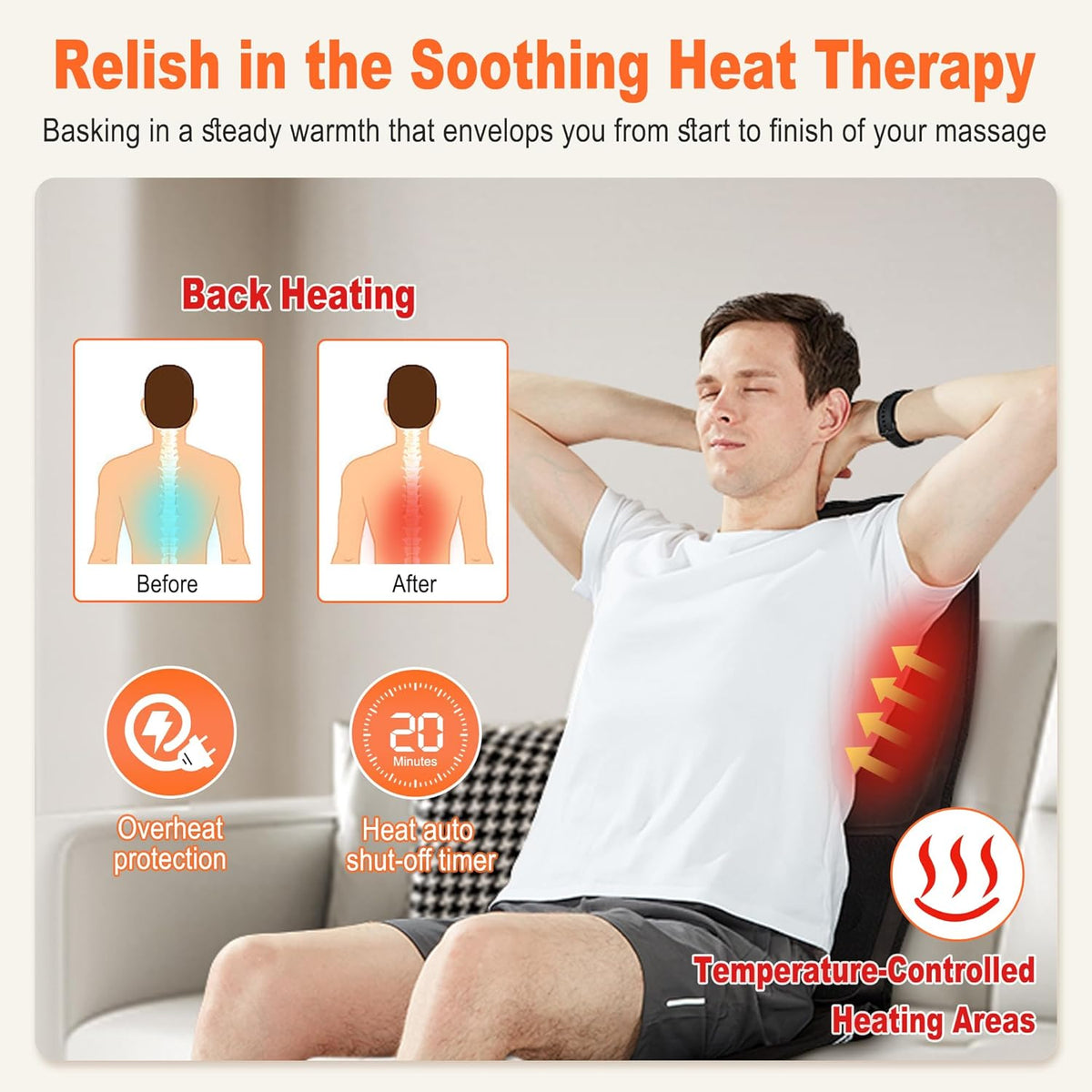 Massage Seat Cushion with Heat and Vibration (4 Modes )