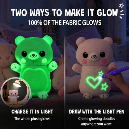 UV Light-Drawing Plush Animal Toy with Magical Pen